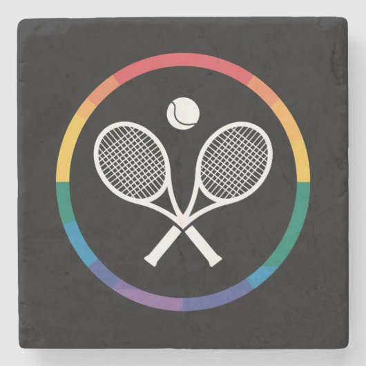 Tennis Sport Rainbow LGBTQ Gay Pride Ally Stenen Onderzetter (Voorkant)
