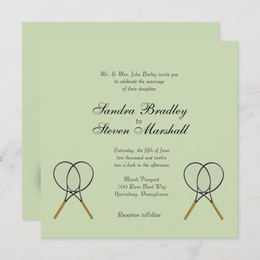 Tennis Sport Theme Wedding Invitaties Kaart (Voorkant / Achterkant)