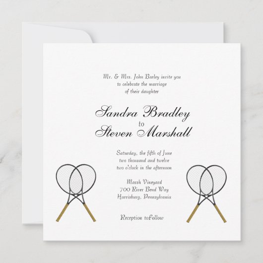 Tennis Sport Theme Wedding Invitaties Kaart (Voorkant)