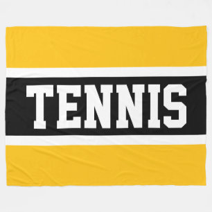 TENNIS Sportief Geel Oranje Zwart Wit Strepen Fleece Deken