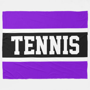 TENNIS Sportief Plezier 70s Zwart Wit Paars Strepe Fleece Deken