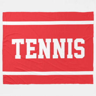 TENNIS Sportief Plezier Helderrood Wit Tekst Strep Fleece Deken