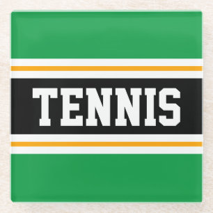 TENNIS Sportieve Bright Black Racing Stripes Glazen Onderzetter