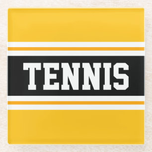TENNIS Sportieve Bright Black Racing Stripes Glazen Onderzetter