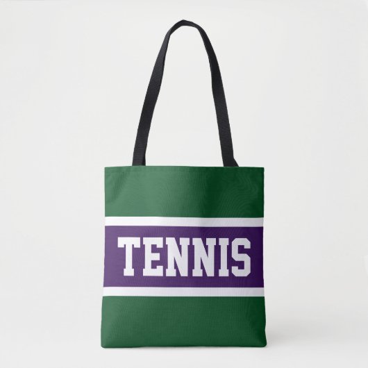 Tennis Sportieve Paarse Groene Witte Atletische St Tote Bag (Voorkant)