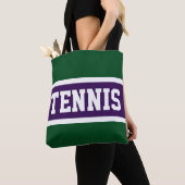 Tennis Sportieve Paarse Groene Witte Atletische St Tote Bag (Dichtbij)