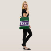 Tennis Sportieve Paarse Groene Witte Atletische St Tote Bag (Op model)