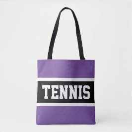 TENNIS Sportieve Paarse Zwart Wit Atletische Strep Tote Bag