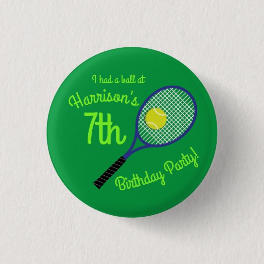 Tennis Sports Birthday Party Ronde Button 3,2 Cm (Voorkant)