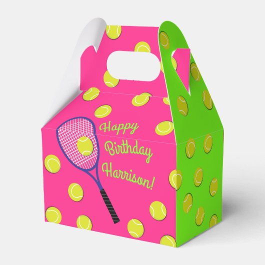 Tennis Sports Birthday Party roze Bedankdoosjes (Achterkant)