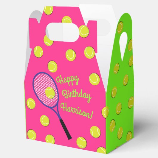 Tennis Sports Birthday Party roze Bedankdoosjes (Geopend)