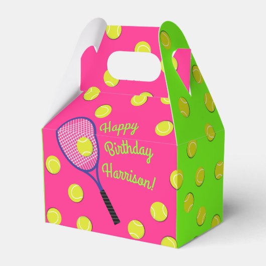 Tennis Sports Birthday Party roze Bedankdoosjes (Voorkant Zijde)