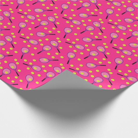 Tennis Sports Birthday Party roze Cadeaupapier (Hoek)