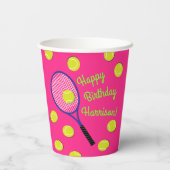 Tennis Sports Birthday Party roze Papieren Bekers (Achterkant)