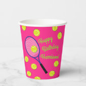 Tennis Sports Birthday Party roze Papieren Bekers (Voorkant)