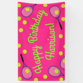 Tennis Sports Birthday Party roze Spandoek (Verticaal)