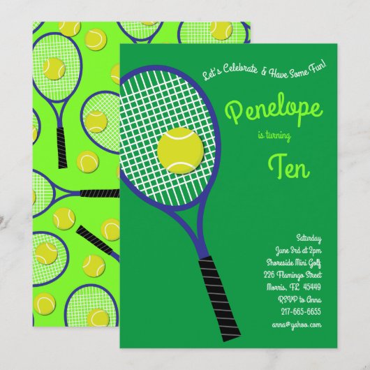 Tennis Sports Kinderen Birthday Kaart (Voorkant / Achterkant)