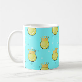 Tennis Sports King Pattern on Blue Background Koffiemok