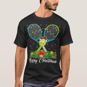 Tennis Sports Lover Matching Santa Hat Tennis Chri T-shirt