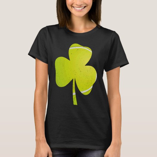 Tennis St Patricks Day  Distressed Irish Shamrock T-shirt (Voorkant)