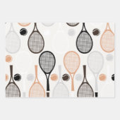 Tennis Star Oranje en Black Racket Ball-patronen Inpakpapier Vel (Voorkant 3)