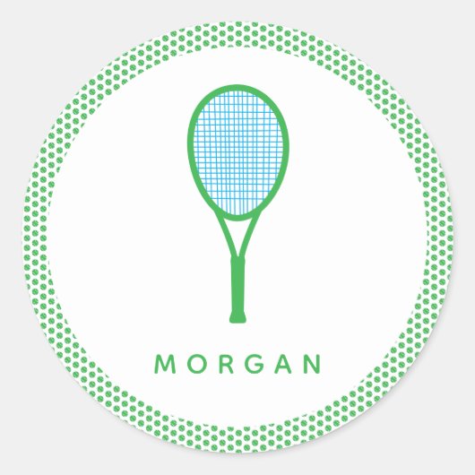 Tennis Star Ronde Sticker (Voorkant)