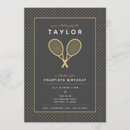 Tennis Star Sports Party in Gold en Grey Kaart