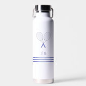 Tennis Stationery Blauwe Racket Monogram Waterfles (Voorkant)