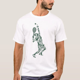 Tennis T - Player Posities blokkeren Racket in Dra T-shirt