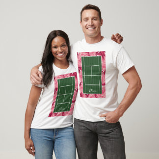 Tennis T-Shirt met bloemenprint in roze preppy sti