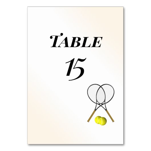 Tennis Table Number Place Cards Kaart (Achterkant)
