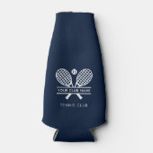 Tennis Team Logo Club Naam Custom Navy Blauw Flesjeskoeler (Voorkant)