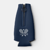 Tennis Team Logo Club Naam Custom Navy Blauw Flesjeskoeler (Achterkant)