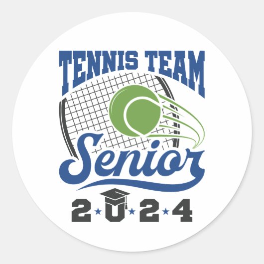 Tennis Team Senior Klasse van 2024 Ronde Sticker (Voorkant)