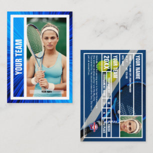 Tennis Team Trading Kaart - Blauwe Stralen Contactkaartje
