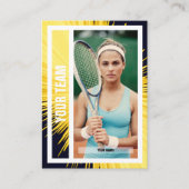Tennis Team Trading Kaart - Geel Zwart Stralen Contactkaartje (Voorkant)