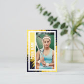 Tennis Team Trading Kaart - Geel Zwart Stralen Contactkaartje (Staand voorkant)