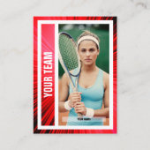 Tennis Team Trading Kaart - Rode stralen Contactkaartje (Voorkant)
