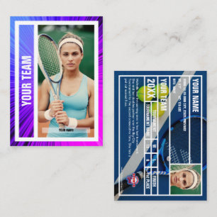 Tennis Team Trading Kaart - Roze/Paarse stralen Contactkaartje
