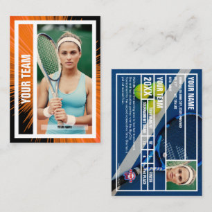 Tennis Team Trading Kaart - Sinaasappel / Zwart Ra Contactkaartje