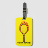 Tennis Team Vuur Racket Bagagelabel (Voorkant (verticaal))