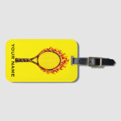 Tennis Team Vuur Racket Bagagelabel (Voorkant (horizontaal))