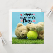 Tennis Teddybeer Fijne Valentijnsdag voor speler Kaart (Voorkant / Achterkant in situ)