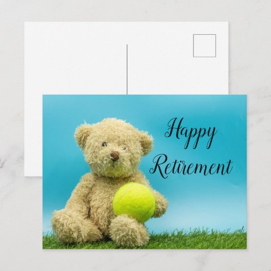 Tennis Teddybeer houdt Kaart met balpensioen (Voorkant / Achterkant)