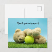 Tennis Teddybeer houdt tennisbal vast bedankt Briefkaart (Voorkant / Achterkant)