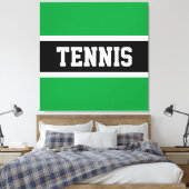 TENNIS Tekst Leuk Vet Groen Zwart Wit Strepen Canvas Afdruk (Insitu (Slaapkamer))