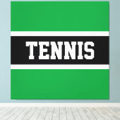 TENNIS Tekst Leuk Vet Groen Zwart Wit Strepen Canvas Afdruk (Insitu (Houten vloer))