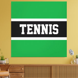 TENNIS Tekst Leuk Vet Groen Zwart Wit Strepen Canvas Afdruk