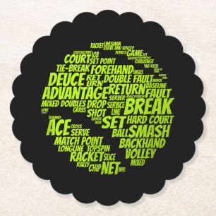 Tennis Terms Tennis Player Tennis Ball afspelen Kartonnen Onderzetters