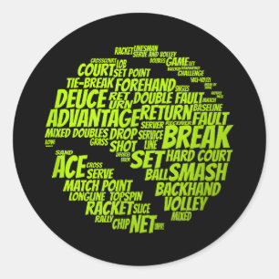 Tennis Terms Tennis Player Tennis Ball afspelen Ronde Sticker